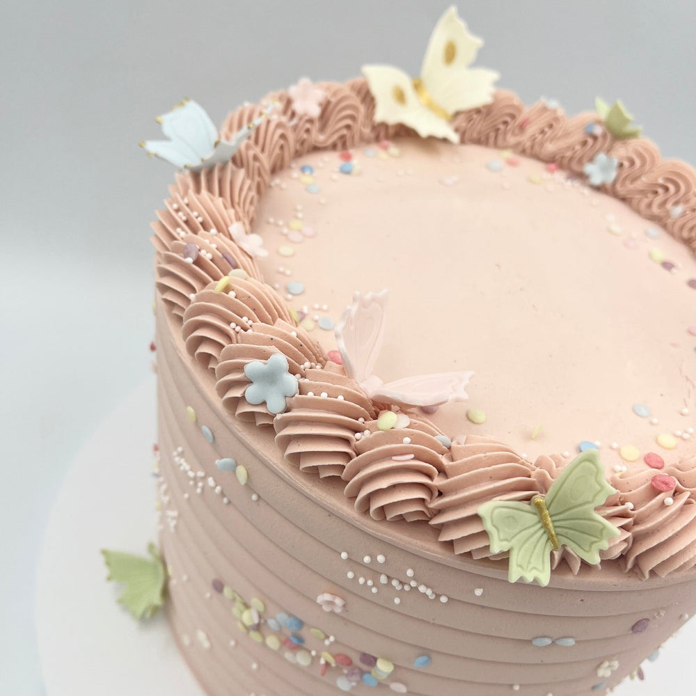 Butterflies & Sprinkles Birthday Cake - Available as standard, vegan or gluten free Vanilla Pod Bakery 