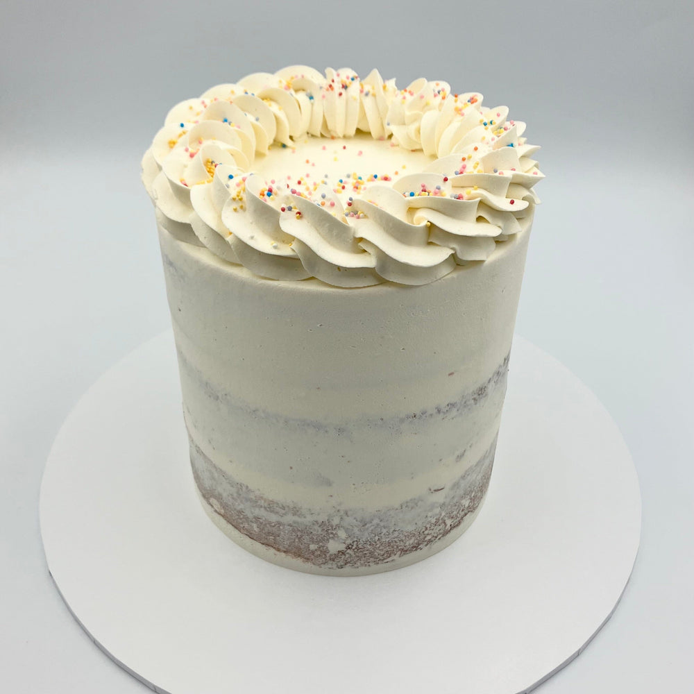 Semi Naked Birthday Buttercream Swirls Party Cake - Available as Standard Height & Shallow Height Cakes & Dessert Bars Vanilla Pod Bakery 