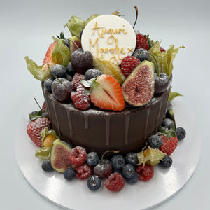 Chocolate Semi Naked Fresh Fruit Cake - Shallow Cake Range Cakes & Dessert Bars Vanilla Pod Bakery 