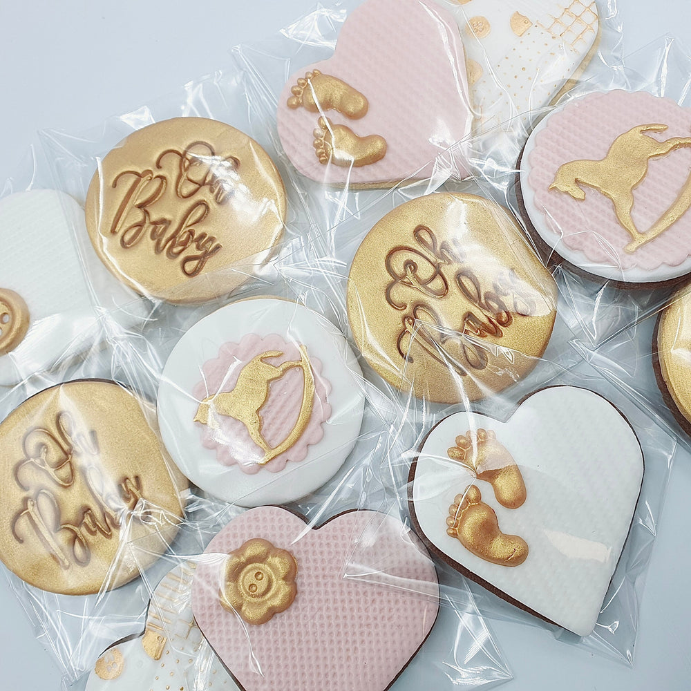 Oh Baby Themed Hand Iced Biscuits Biscuits Vanilla Pod Bakery Box of 6 