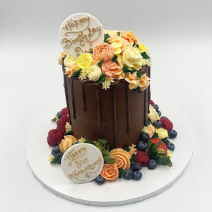 Chocolate, Fresh Fruit & Floral Cake Cakes & Dessert Bars Vanilla Pod Bakery 