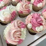 Pink and white buttercream cupcakes