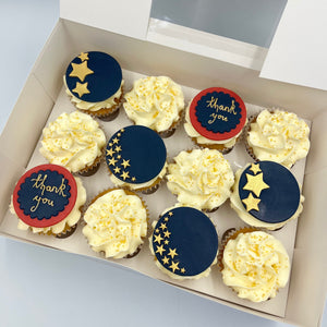Thank You Cupcake Gift Box - Stars Cupcakes Vanilla Pod Bakery 6x Cupcakes 