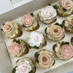 Roses and Daisies Sugar Flower Cupcake Gift Box Vanilla Pod Bakery 6x Cupcakes 