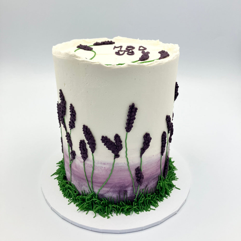 Buttercream Lavender Themed Birthday Cake - Available as standard, vegan or gluten free Vanilla Pod Bakery 7" Round to feed 15 -30 portions 