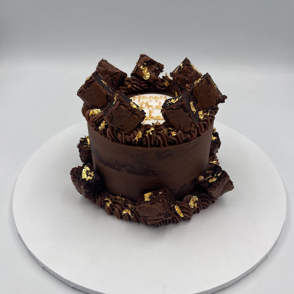 Layered Triple Chocolate Brownie Birthday Cake Cakes & Dessert Bars Vanilla Pod Bakery 5" Round - 2 layers of brownie 