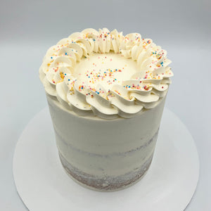 
            
                Load image into Gallery viewer, Semi Naked Birthday Buttercream Swirls Party Cake - Available as Standard Height &amp;amp; Shallow Height Cakes &amp;amp; Dessert Bars Vanilla Pod Bakery 7&amp;quot; Round x Standard Height - to feed 15 -30 portions (Cake size shown in image) 
            
        