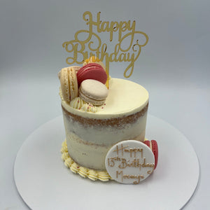 Semi Naked Macaron Cake - Shallow Cake Range Cakes & Dessert Bars Vanilla Pod Bakery 