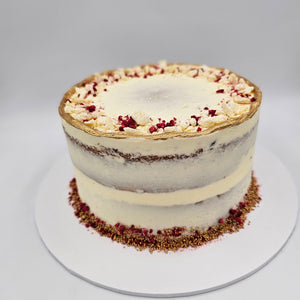 White Chocolate, Raspberry & Sprinkles Semi Naked Cake Cakes & Dessert Bars Vanilla Pod Bakery 5" Round x Standard Height - to feed 7 - 15 portions 