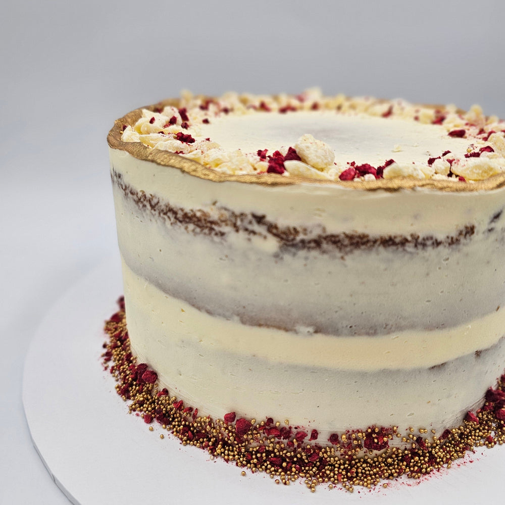 White Chocolate, Raspberry & Sprinkles Semi Naked Cake Cakes & Dessert Bars Vanilla Pod Bakery 