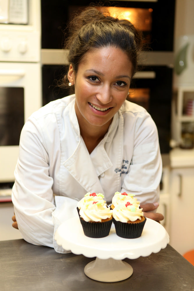 Pia Cato with cupcakes in her first bakery