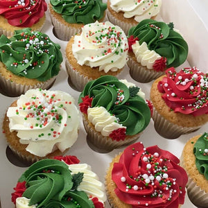 Red, White and Green Christmas Cupcakes