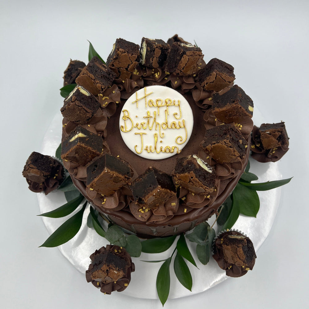 Chocolate Drip and Chocolate Brownie Cake - Shallow Cake Range Cakes & Dessert Bars Vanilla Pod Bakery 