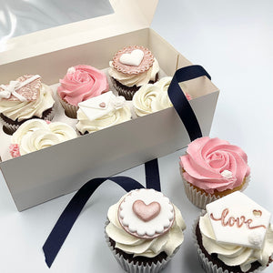 
            
                Load image into Gallery viewer, Love Themed Cupcakes Gift Box Vanilla Pod Bakery 6x Cupcakes 
            
        