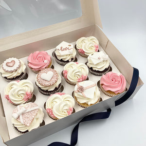 
            
                Load image into Gallery viewer, Love Themed Cupcakes Gift Box Vanilla Pod Bakery 24x Cupcakes 
            
        