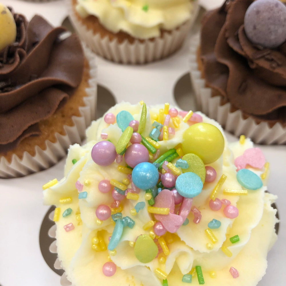 Easter Cupcake Gift Box - Limited Edition - Sprinkles and Eggs Vanilla Pod Bakery Box of 6 cupcakes 