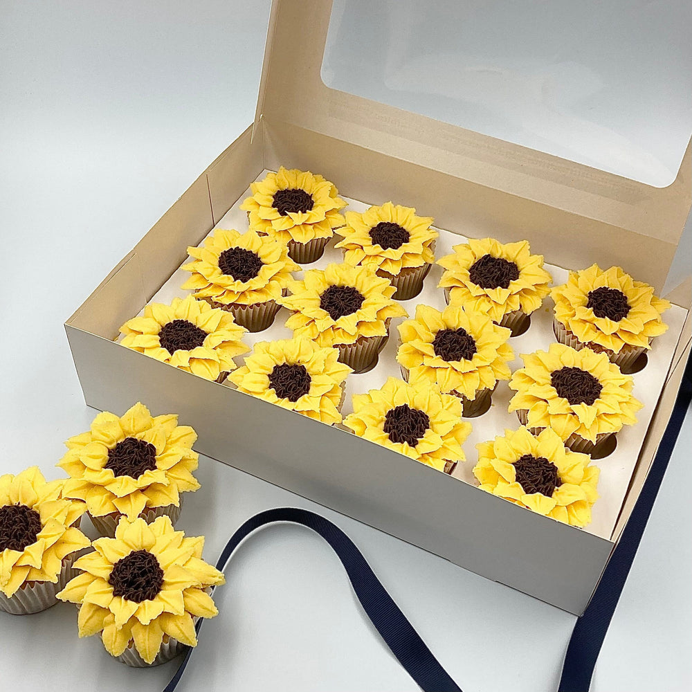 Sunflower Buttercream Cupcakes Gift Box Vanilla Pod Bakery 12x Cupcakes 