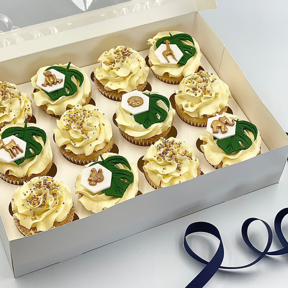Golden Animal Themed Cupcake Selection Gift Box Vanilla Pod Bakery 