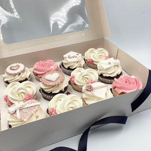 
            
                Load image into Gallery viewer, Love Themed Cupcakes Gift Box Vanilla Pod Bakery 12x Cupcakes 
            
        