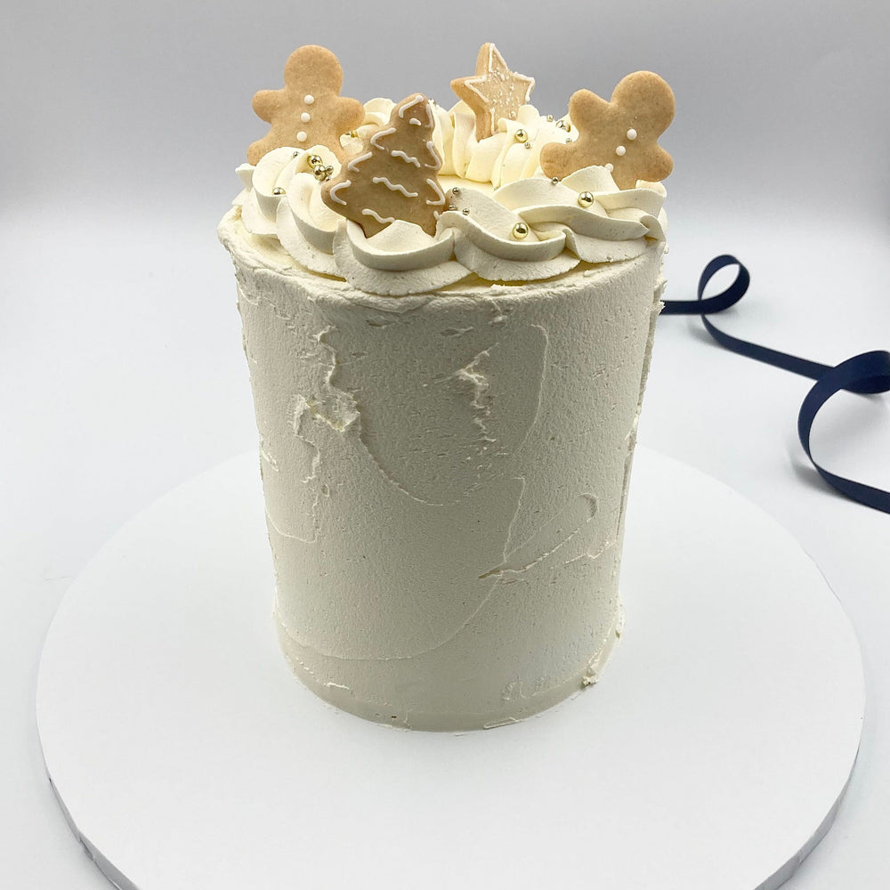 White Buttercream Christmas Themed Cake Cakes & Dessert Bars Vanilla Pod Bakery 8” Round - Single tier to feed 40 finger portions 