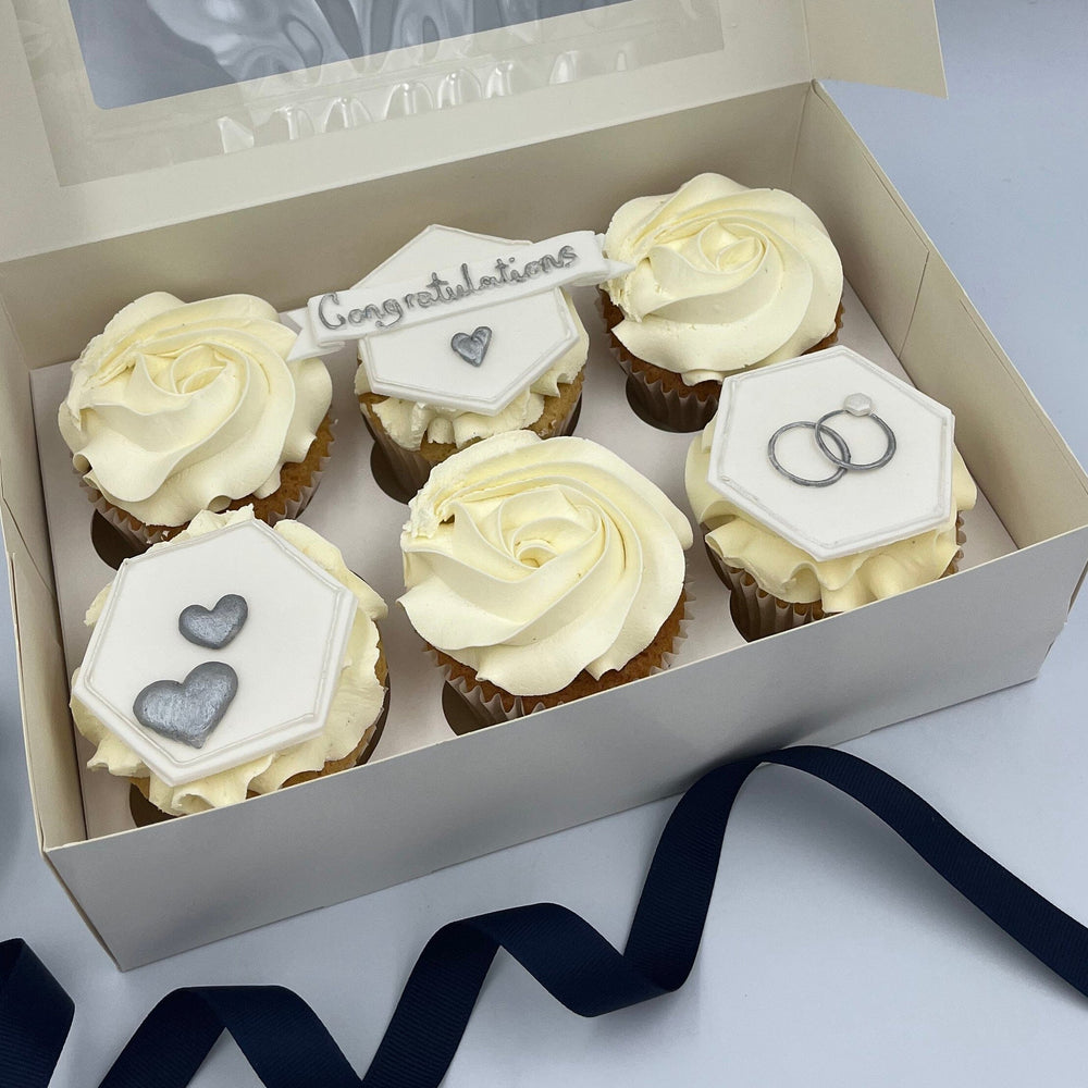 Engagement Cupcake Gift Box Vanilla Pod Bakery 6x Cupcakes 